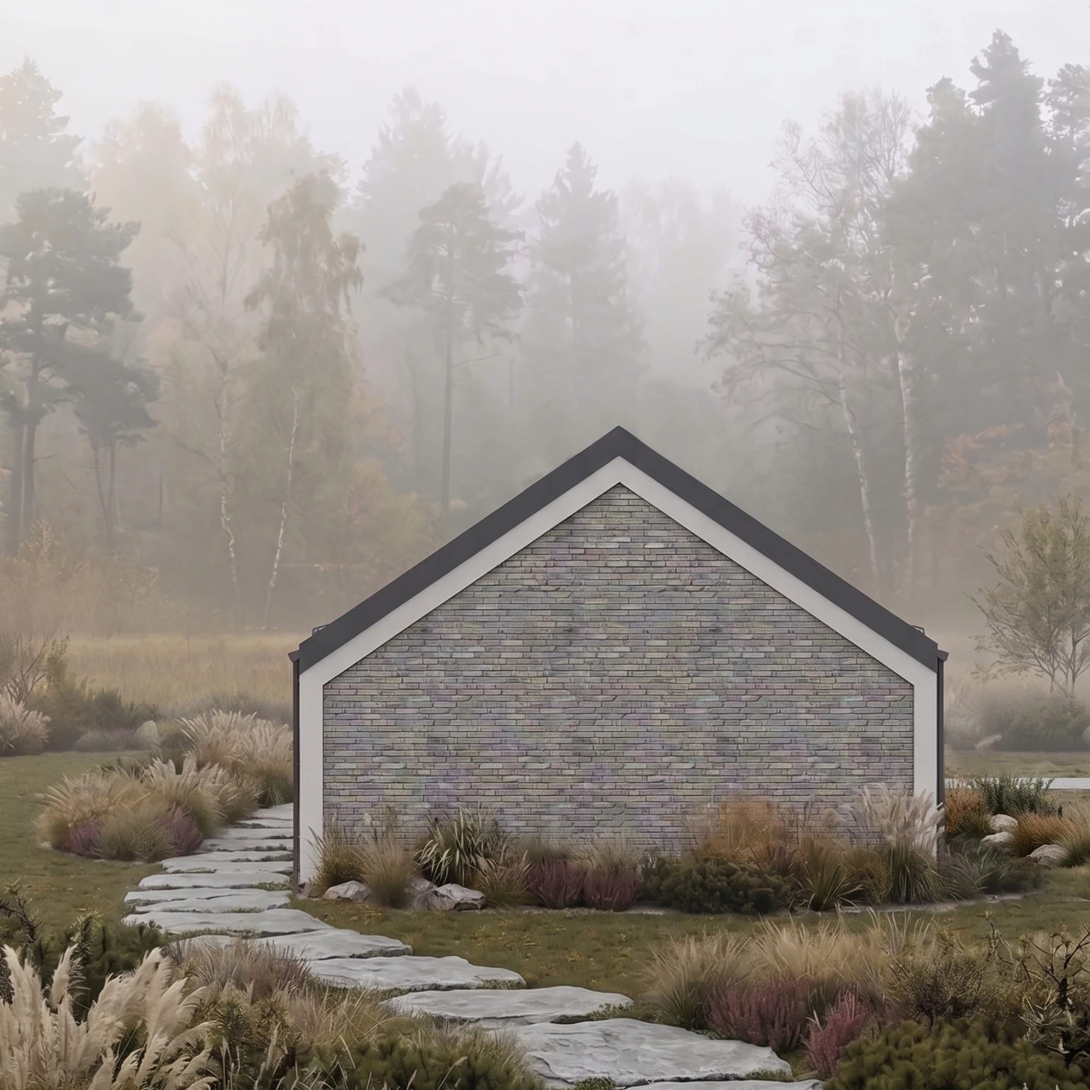 Projekt domu energooszczędnego, parterowego ze starej rozbiórkowej cegły, Choroszcz, MK Archistudio, elewacja północna