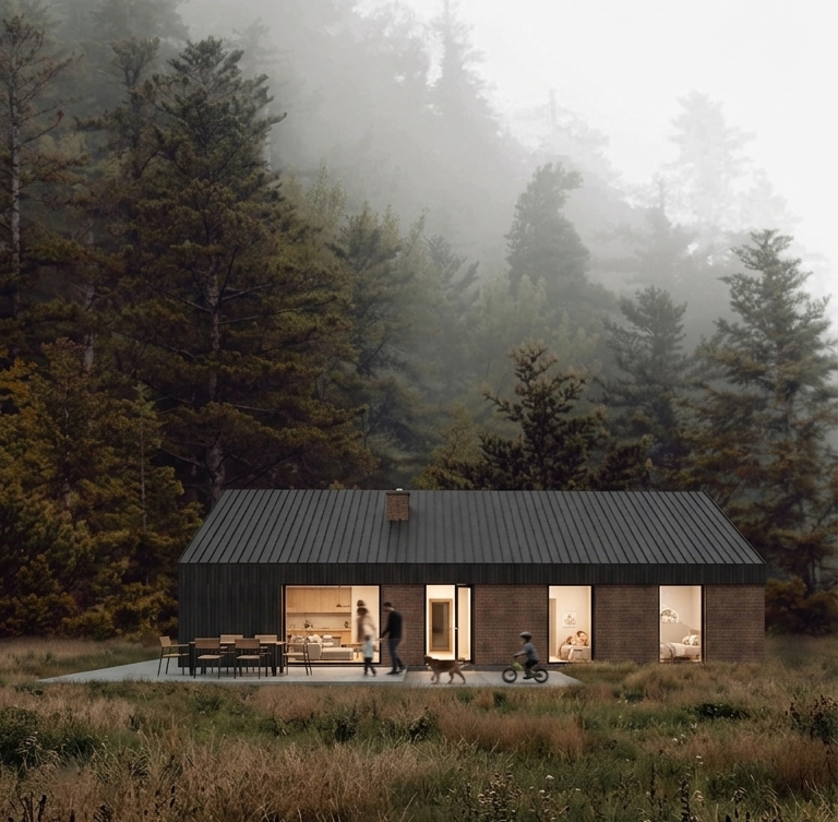 projekt domu pasywnego, zeroenergetycznego, energooszczędnego, dom w lesie, MK Archistudio, architekt Białystok, biuro projektowe